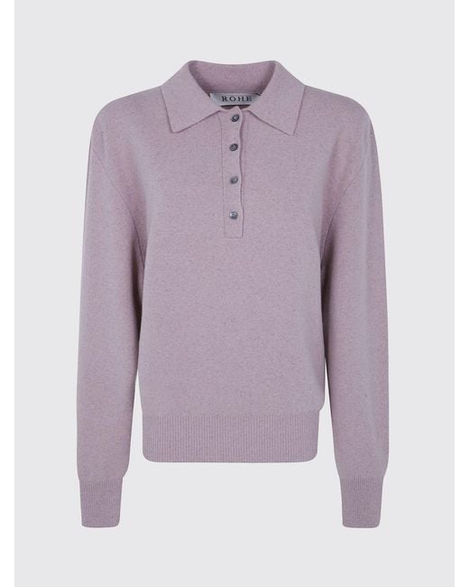 Rohe Purple Long-Sleeved Knit Polo