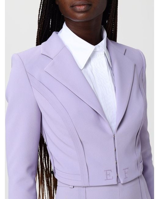 Elisabetta Franchi Purple Crop Polyester Blazer