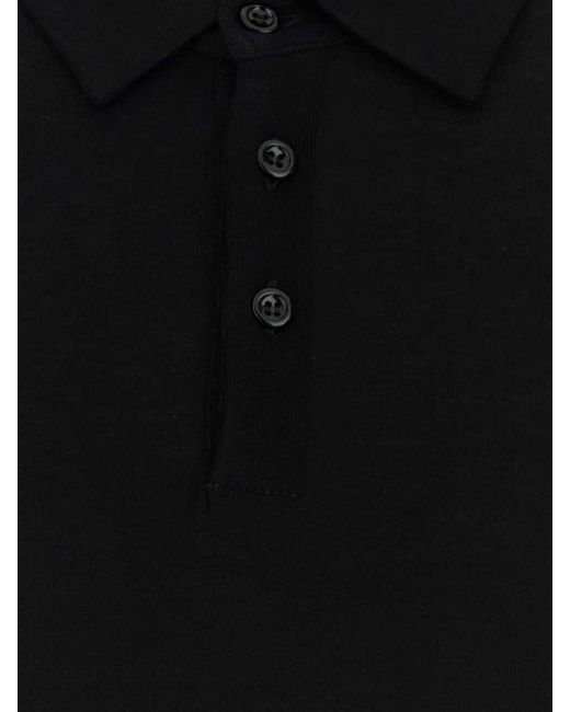 The Row Blue Long-Sleeved Knit Polo Shirt for men