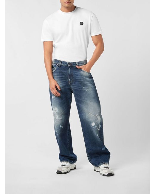 Philipp Plein Blue Wide-Leg Jeans for men