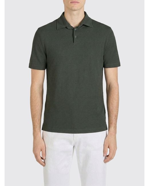 Zanone Green Basic Cotton Polo Shirt for men