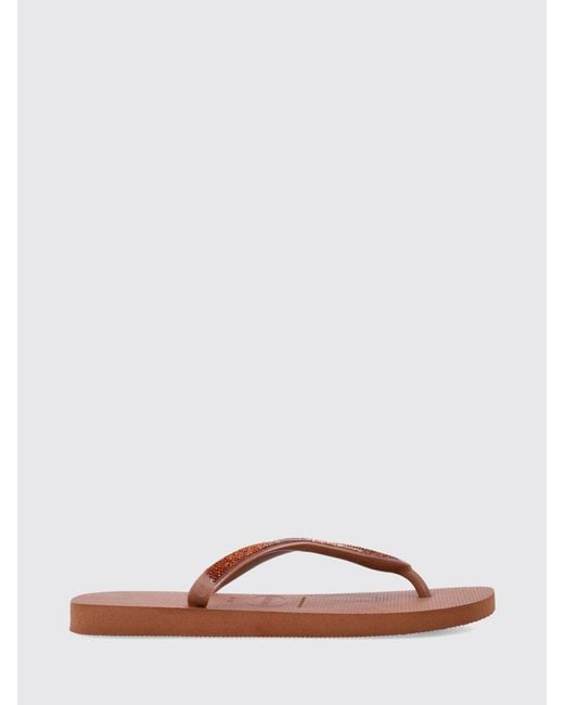 Havaianas Brown Top Glow Rhinestone Low-Heeled Pvc Flip-Flops