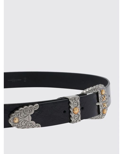 Pinko Black Shiny Leather Belt With Metallic Finishes
