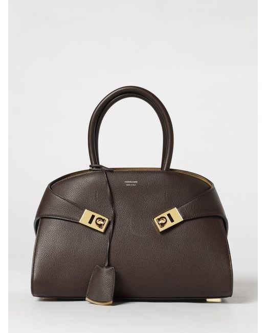 Ferragamo Black Hug Medium Grained Leather Bag