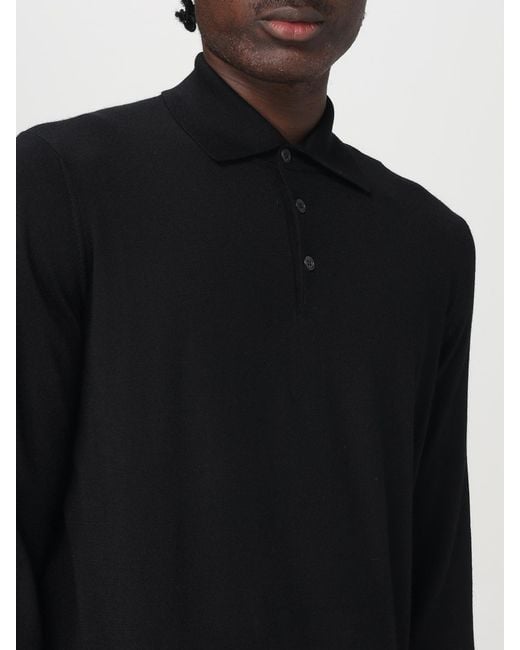 Brunello Cucinelli Black Basic Long-Sleeved Polo Shirt for men