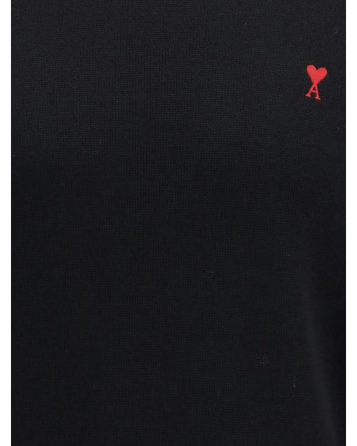 AMI Wollpullover Mit Rundhalsausschnitt Und Logo in Black für Herren