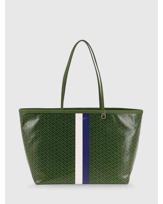 Tory Burch Green Racer Tote Bag