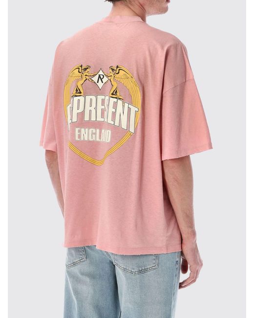 Represent Pink Cotton Crew-Neck T-Shirt With Logo for men