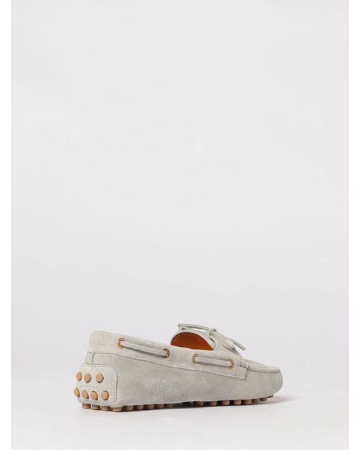 Tod's Natural Gommino Suede Boat Loafers