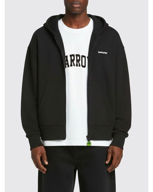 Barrow Black Cotton Hoodie With Logo