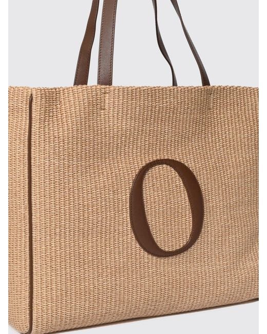 Orciani Natural Her-O Large Raffia Tote Bag With Leather Handles