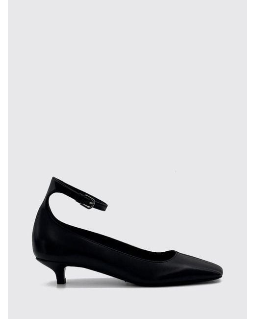 Totême White Leather Pumps With Square Toe And Ankle Strap
