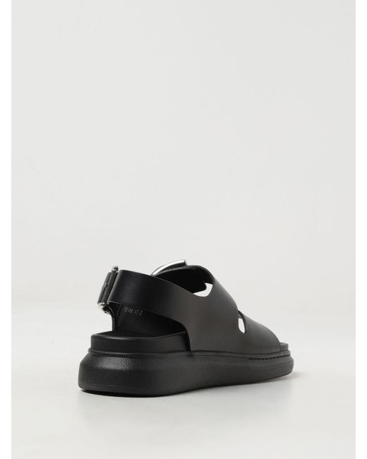 Sandalo in pelle con fibbie di Alexander McQueen in Black da Uomo