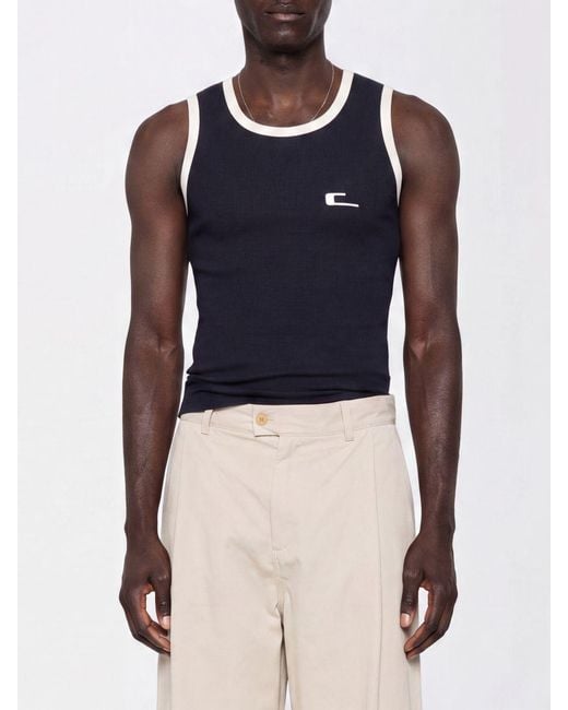 Carrera Blue Slim Fit Stretch Cotton Tank Top With Contrast Trim for men