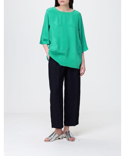 Liviana Conti Blue Crêpe Cropped Trousers