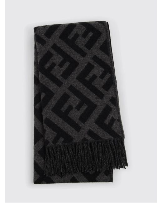 Fendi Black Cashmere Scarf With All Over Ff Monogram for men