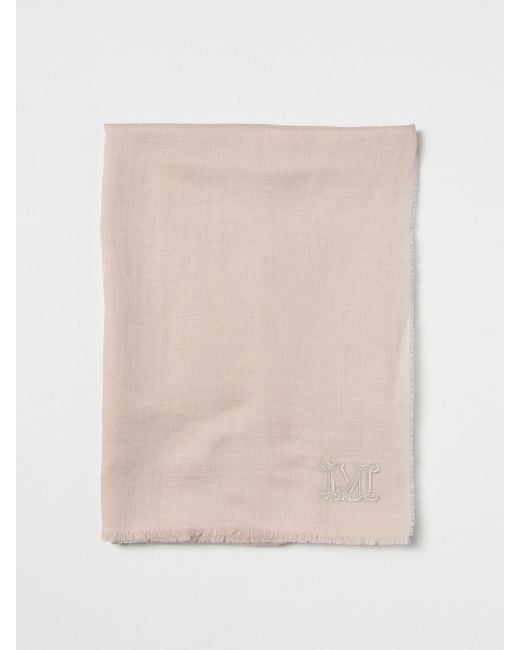 Max Mara Natural Silk Blend Scarf With Jacquard Monogram
