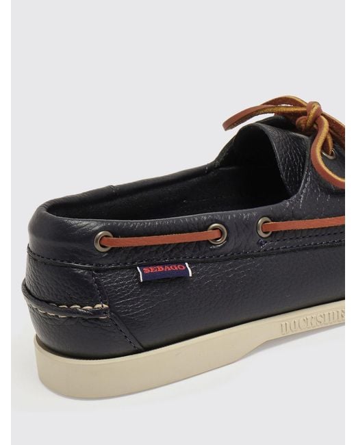 Sebago White Portland Hammered Leather Boat Loafers for men