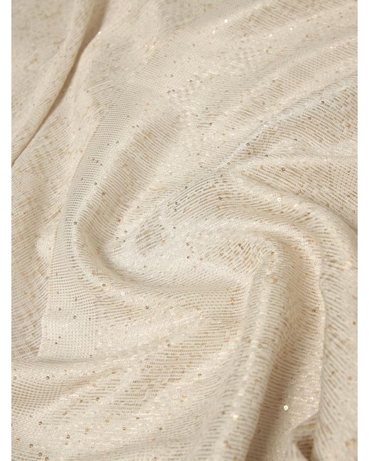 Emporio Armani Natural Viscose Blend Scarf With Embroidered Sequins