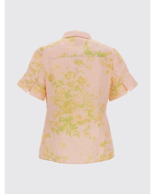 Erdem Natural Floral Pattern Linen Blend Shirt
