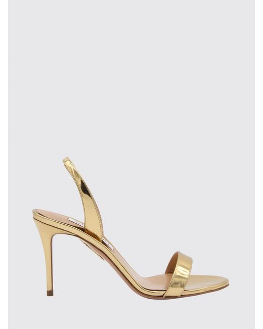 Aquazzura Natural So Nude Laminated Leather Slingback Sandals With A Stiletto Heel