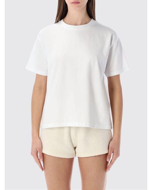 American Vintage White Short-Sleeve Cotton T-Shirt With Dropped Shoulders