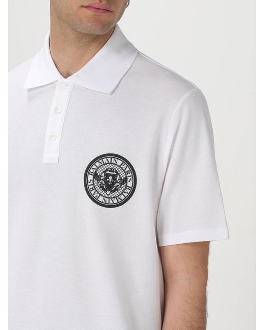 Polo Con Stampa di Balmain in White da Uomo