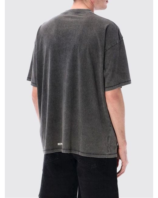 Represent Gray Cotton Crew-Neck T-Shirt With Logo for men