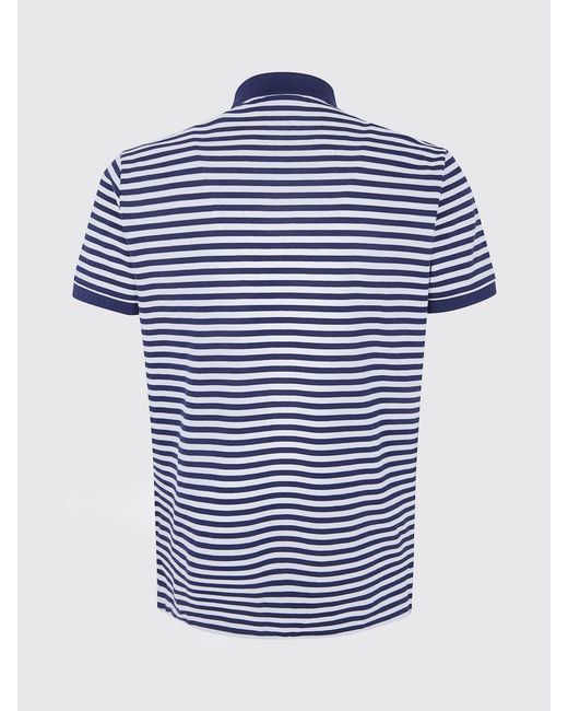 Polo Ralph Lauren Blue Striped Cotton Polo Shirt With Logo for men