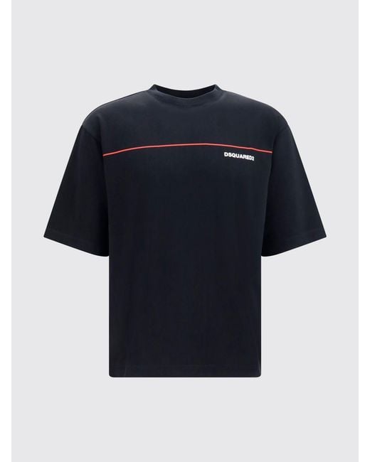 DSquared² Black Contrast Logo Cotton T-Shirt for men