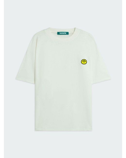 Barrow White Cotton T-Shirt With Logo for men