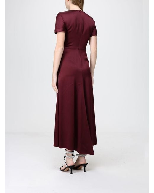 Victoria Beckham Red Satin Midi Dress