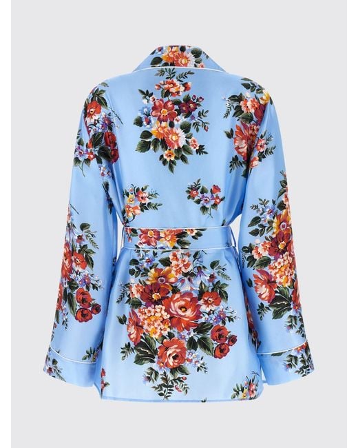 Dolce & Gabbana Blue Dolce &Amp Gabbana Silk Shirt With Floral Print