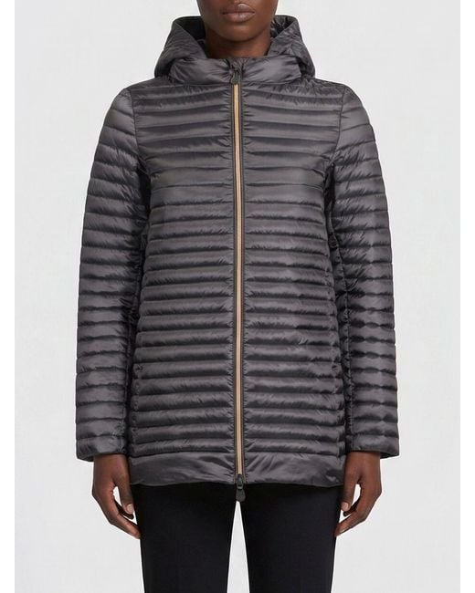 Save The Duck Gray Nylon Down Jacket With Hood