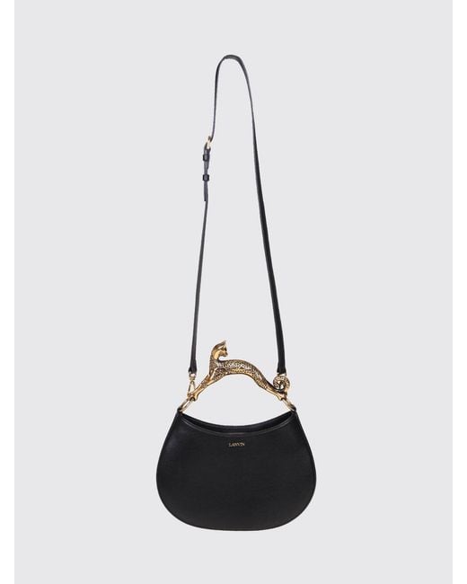 Lanvin Black Hobo Cat Small Smooth Calfskin Leather Handbag