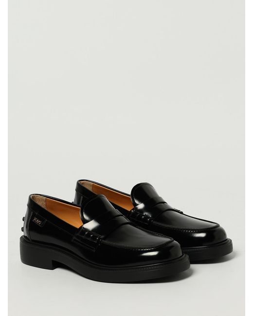 Tod's Black Brushed Leather Loafers