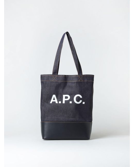 A.P.C. Blue Axel Bag In Denim And Synthetic Leather for men
