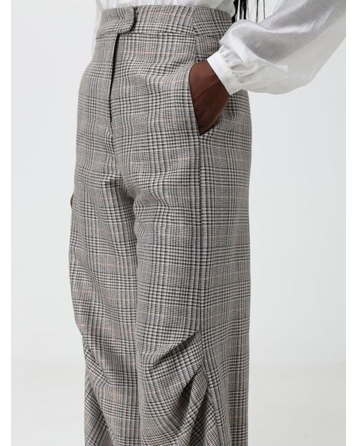 Hanita Gray Prince Of Wales Crêpe High-Waisted Flared Trousers