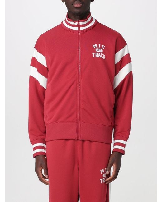 Champion Red Time Capsule Two-Tone Striped Acetate Track Jacket With High Neck for men