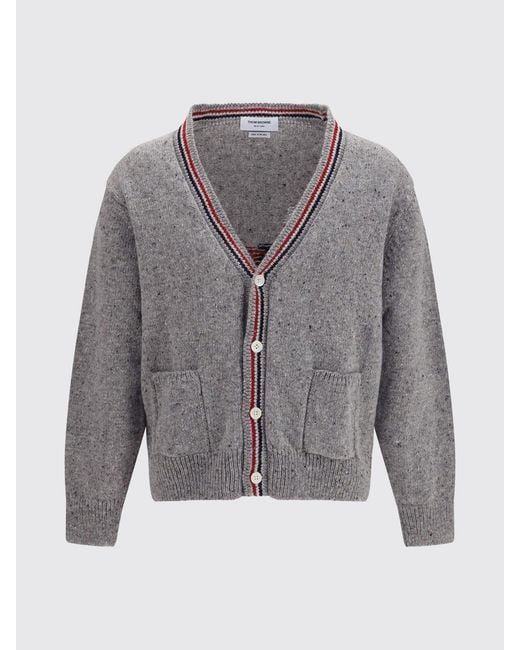 Thom Browne Gray Slim Fit Wool And Mohair Cardigan With Fauna Print for men