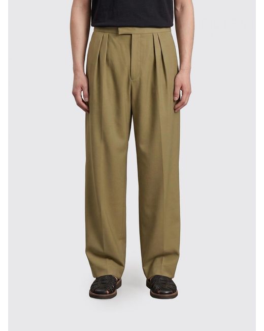 Dries Van Noten Green Wool And Mohair Wide Leg Trousers for men