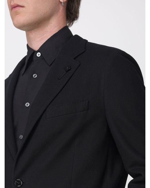 Lardini Black Single-Breasted Jersey Jacket for men