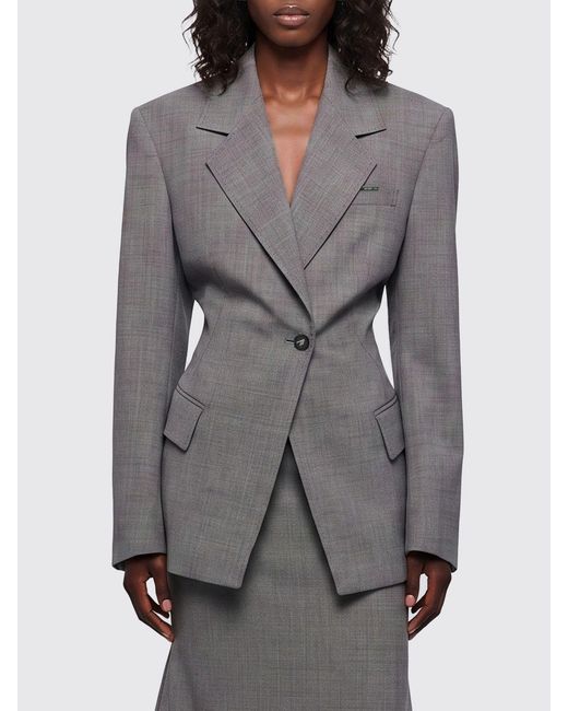 The Attico Gray Cropped Single-Breasted Blazer
