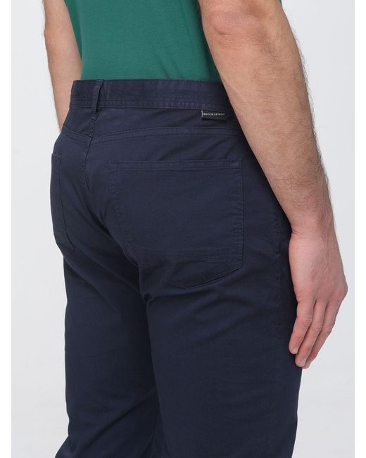 Brooksfield Blue Cotton Slim Fit Trousers for men