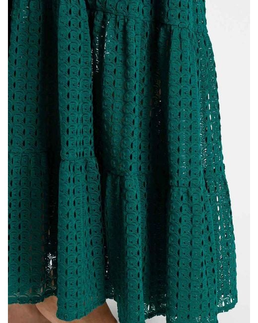 Twinset Green Perforated Knit Skirt