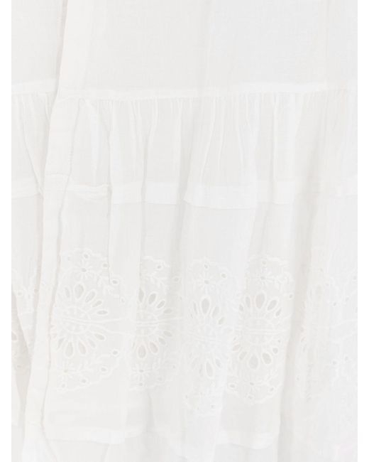 Isabel Marant White Marant Etoile Cotton And Lace Paoline Long Skirt