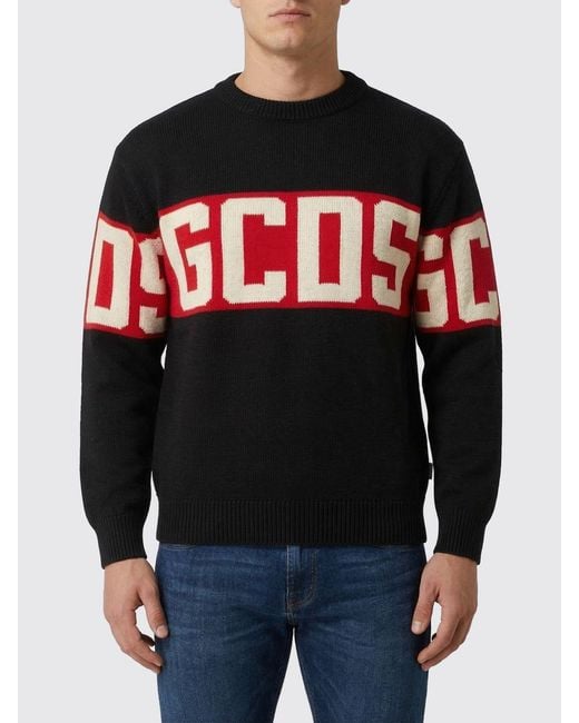 Gcds Red Cotton Logo Knit Sweater for men