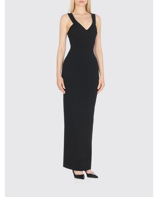 Solace London Black Long Crêpe Dress