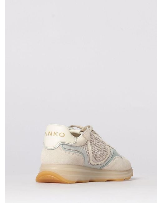 Pinko Natural Zoe Suede And Mesh Sneakers