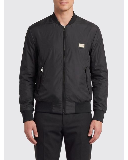 Dolce & Gabbana Gray Dolce &Amp Gabbana Technical Nylon Bomber Jacket With Metal Logo And Zip Closure for men